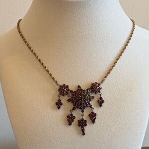 Antique 12K YG Victorian Bohemian Garnet Rope Chain Necklace